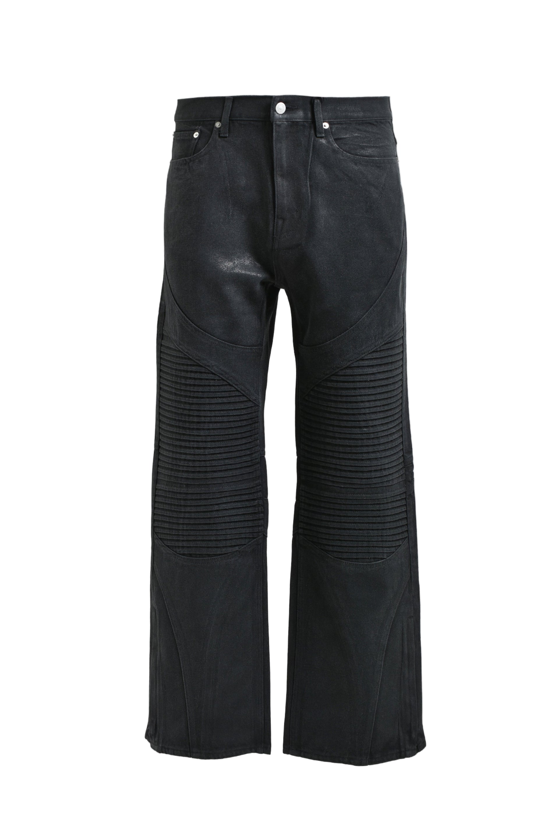 COATING BIKER DENIM PANTS / BLK
