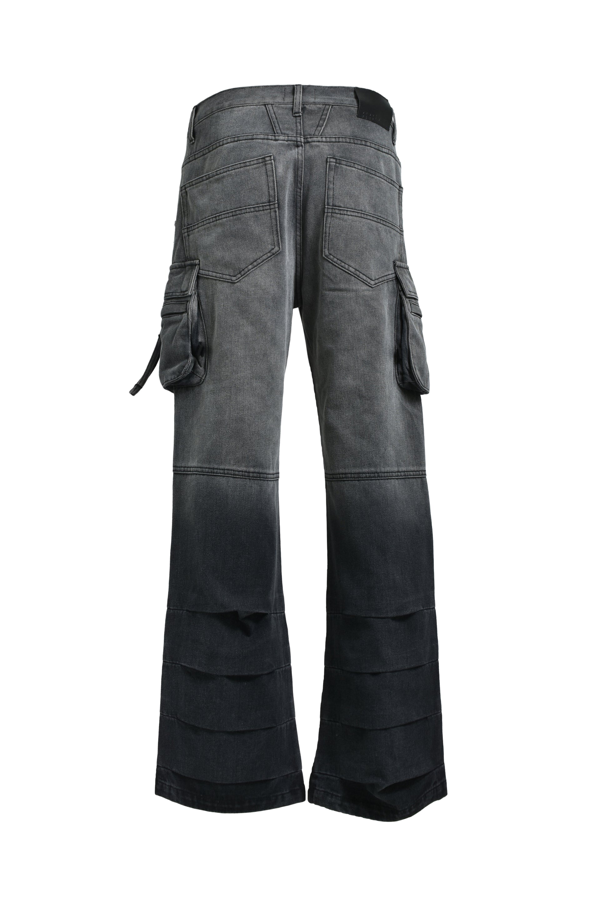 BLEACH DOUBLE KNEE FLARE DENIM / BLK