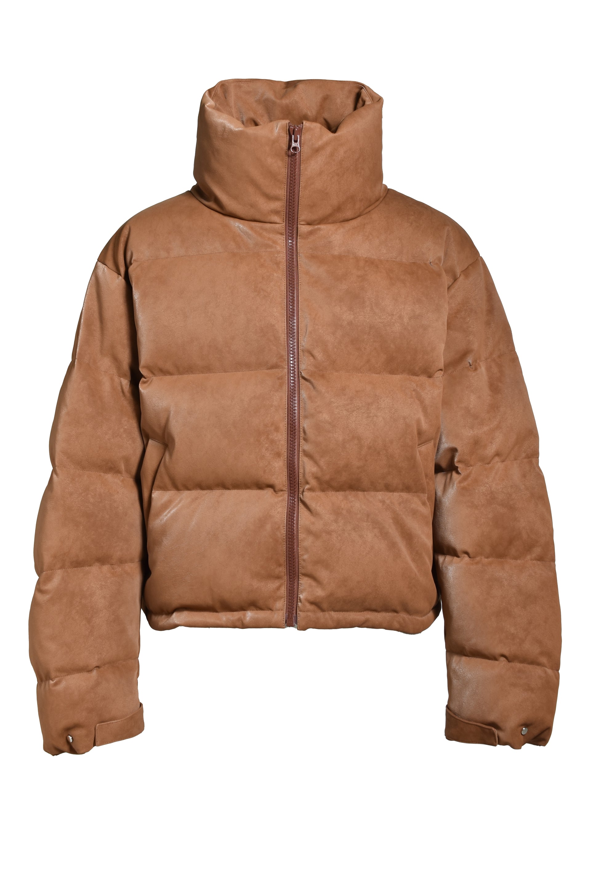 FAUX LEATHER SHRINK DOWN JACKET / BRW