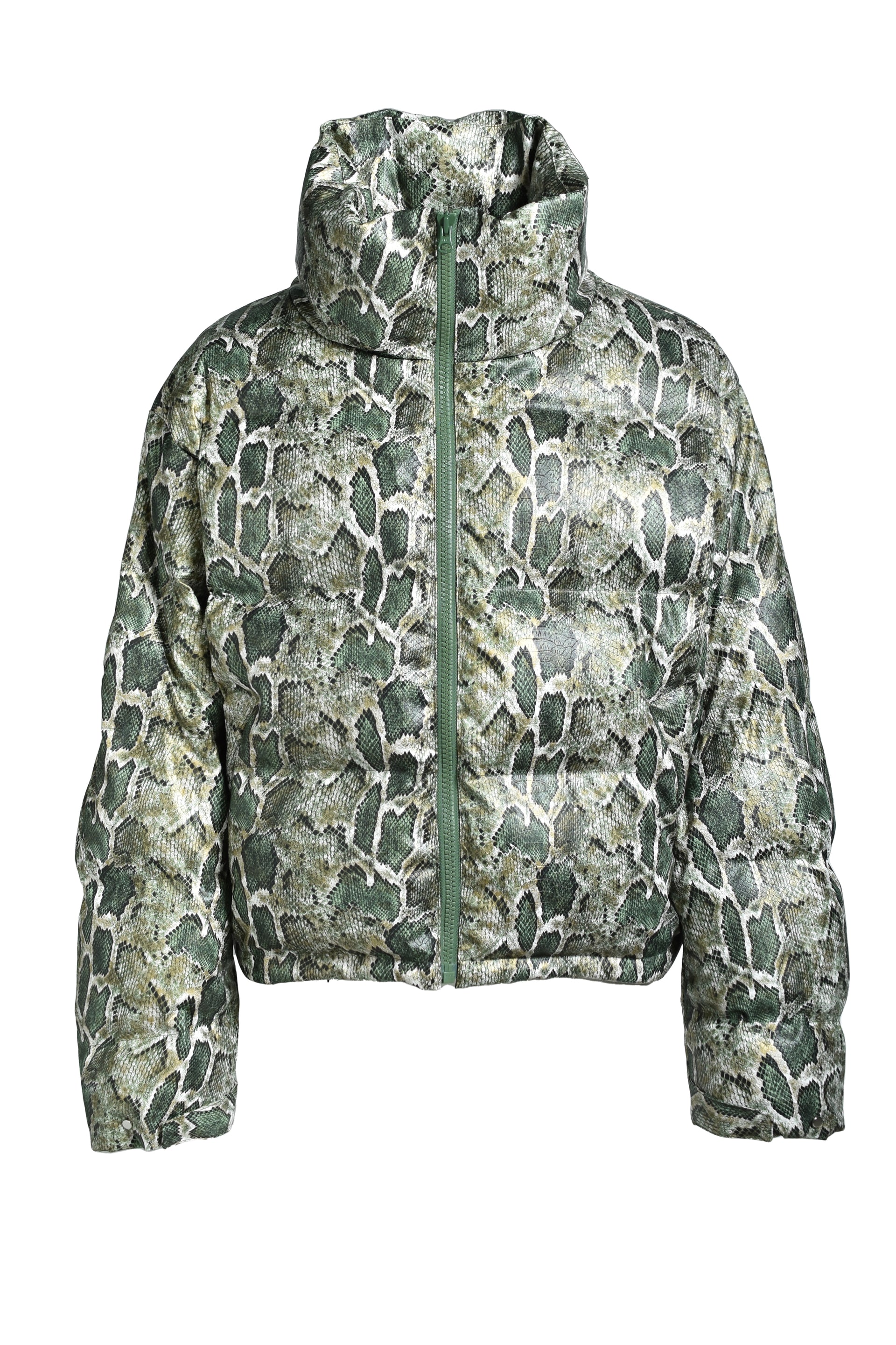 FAUX LEATHER SNAKE DOWN JACKET / GRN SNAKE