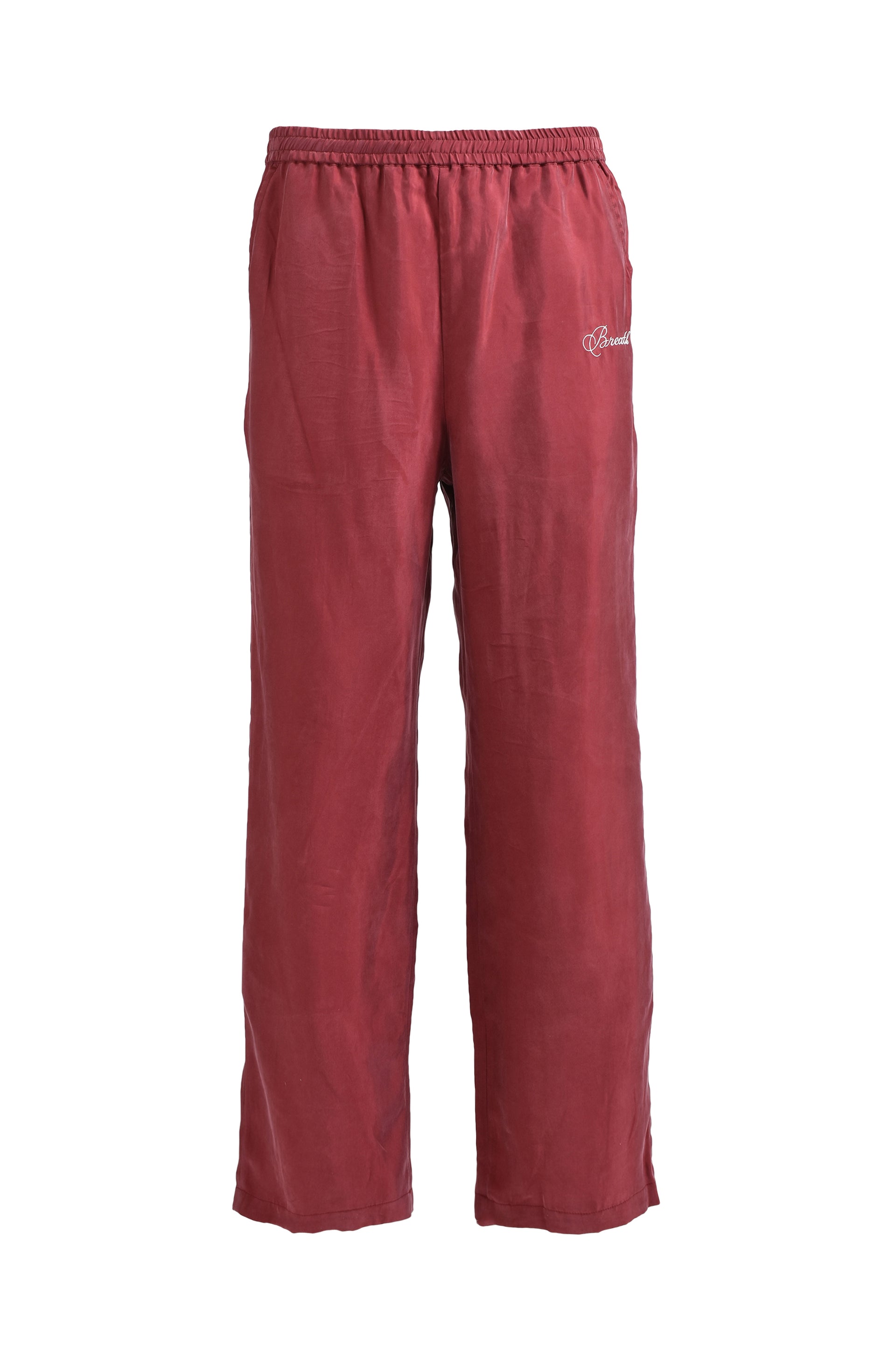 BREATH SCRIPT LOGO SATIN PANTS / WINE