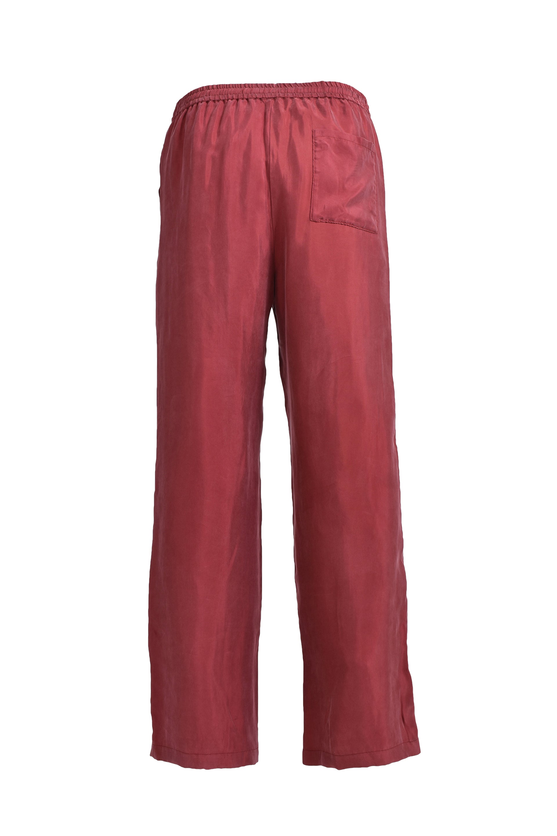 BREATH SCRIPT LOGO SATIN PANTS / WINE