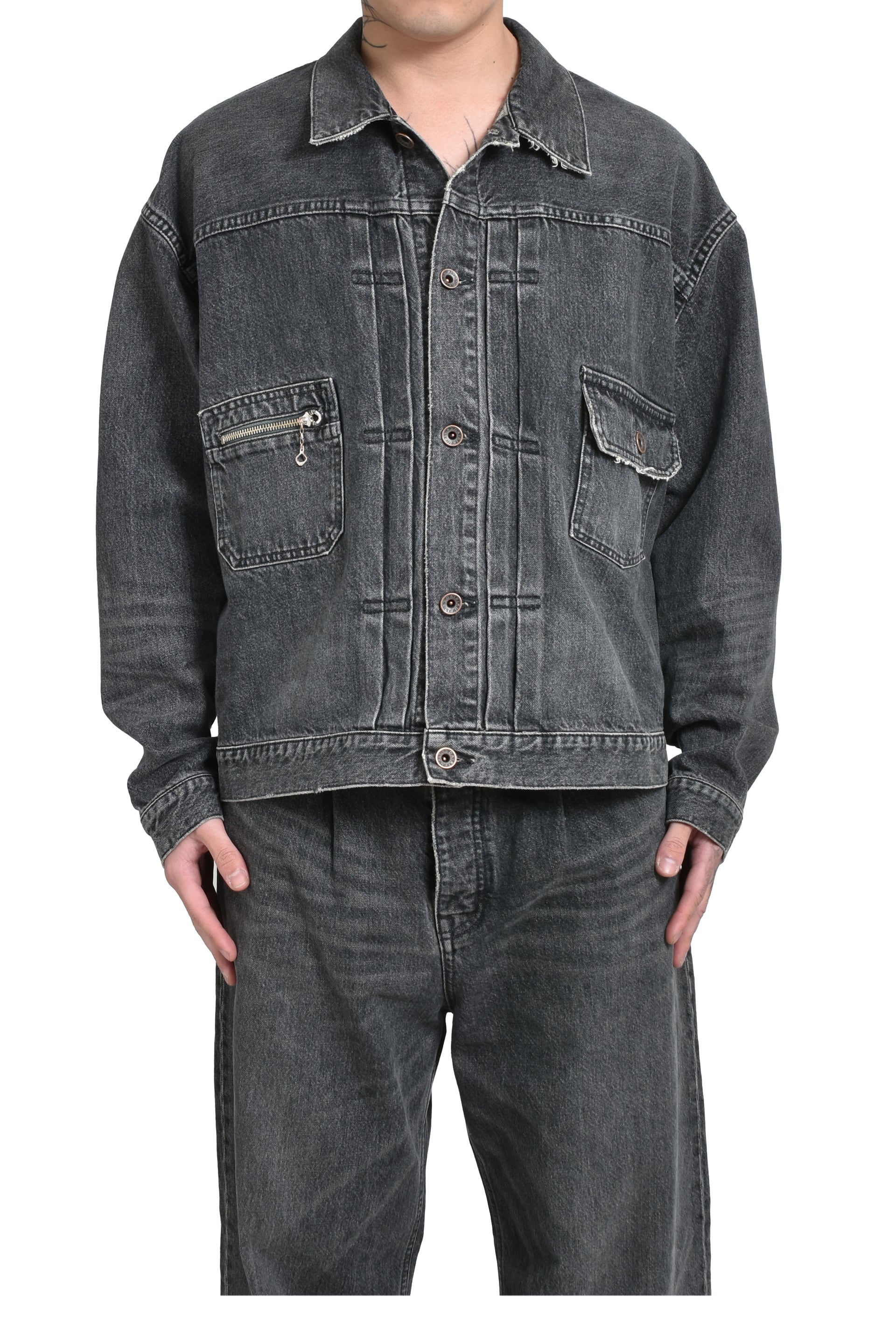 DAIRIKU 2PKT VINATGE DENIM JACKET / BLK