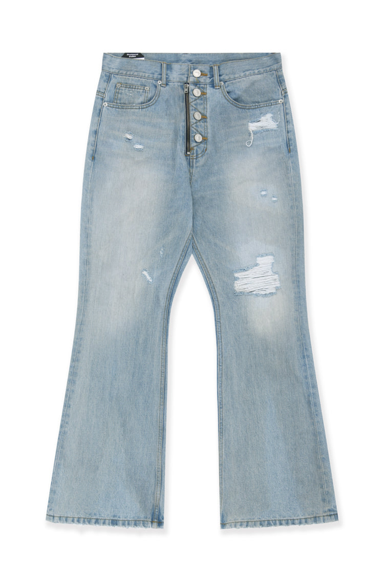 DOUBLE CLOSURE FLARED DENIM / BLU