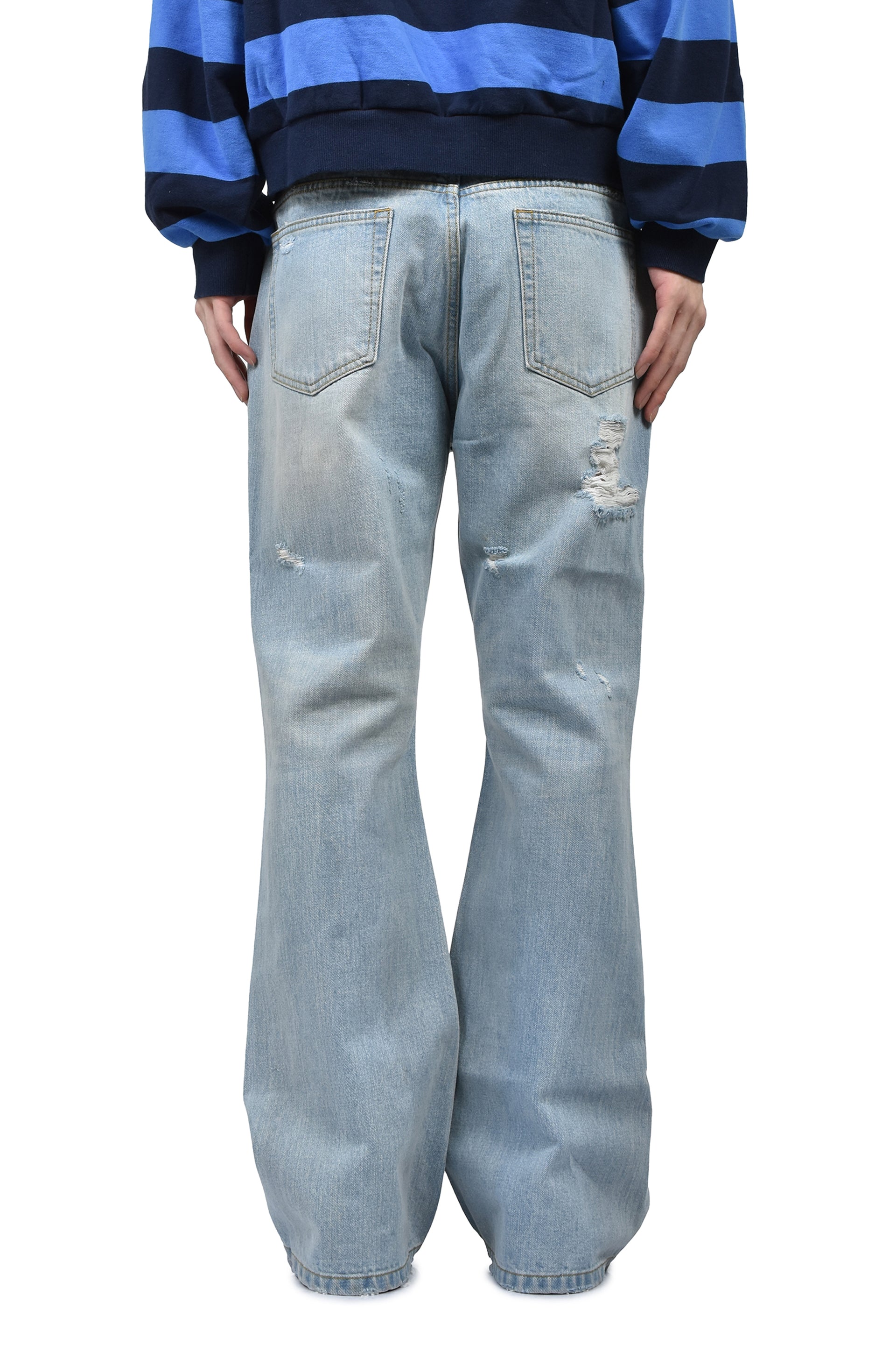 DOUBLE CLOSURE FLARED DENIM / BLU