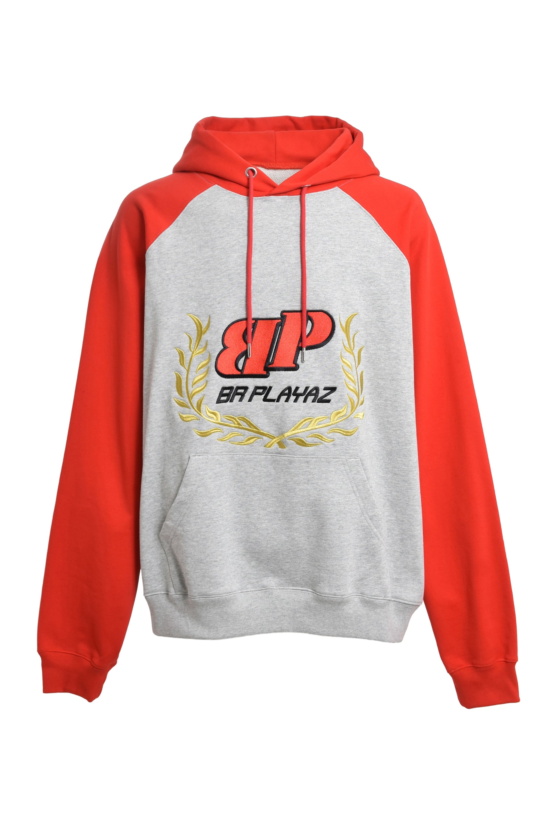 BREATH TWO TONE EMBROIDERY HOODIE / RED H.GRY