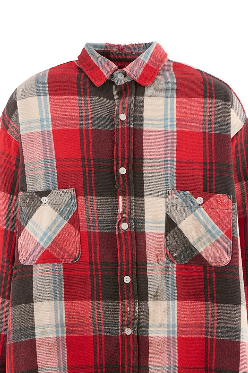 FLANNEL SHIRT/CHECK+GRAY / RED/GRY