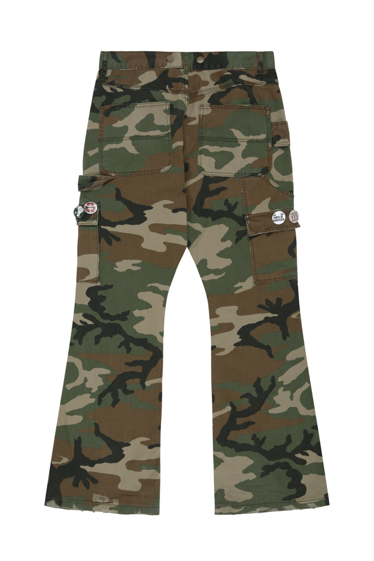 MILITARY CAMO BOOTSCUT WORK PANTS / CAMO