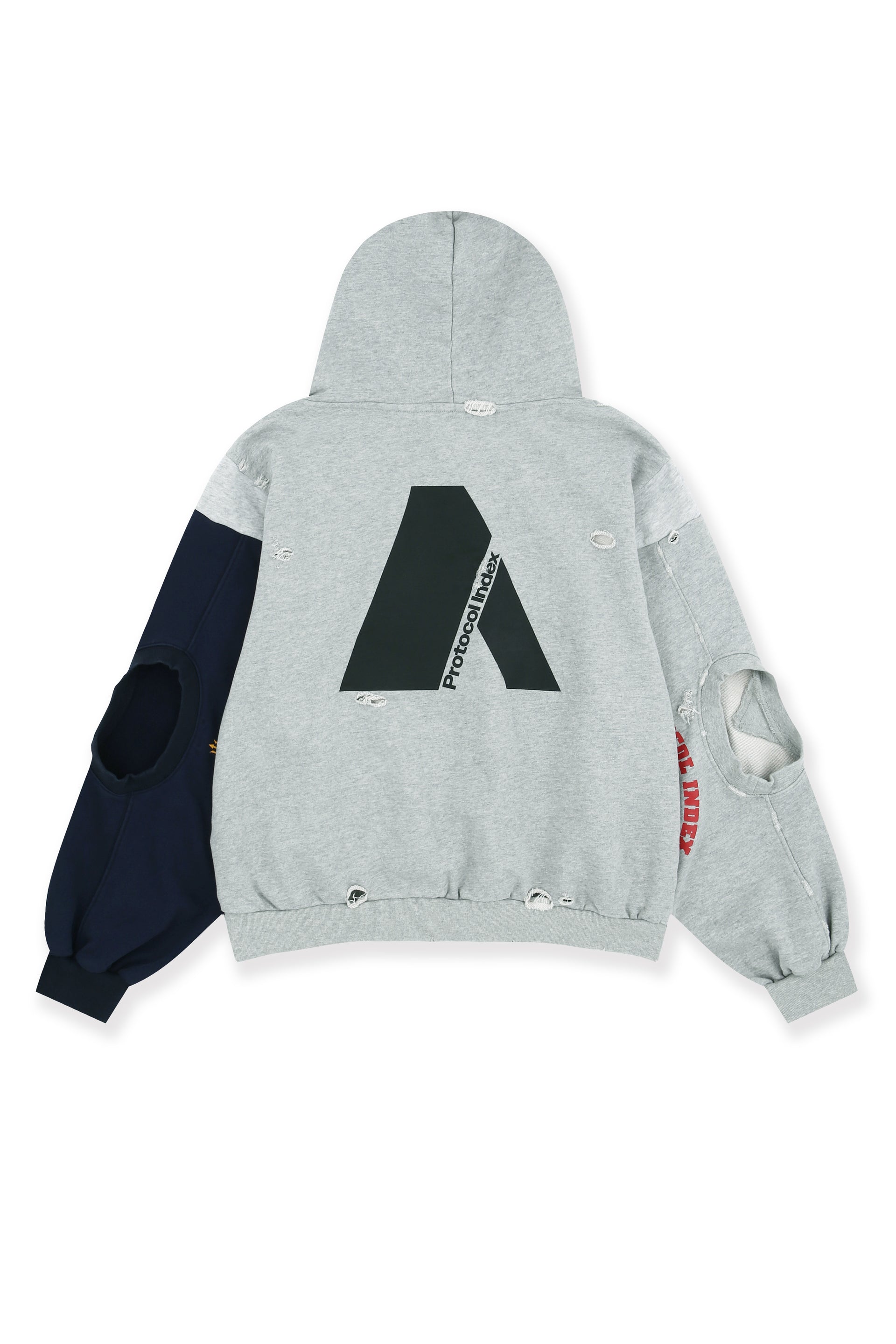 RECONSTRUCTED SWEATSHIRTS ZIP HOODIE / MELANGE GRY