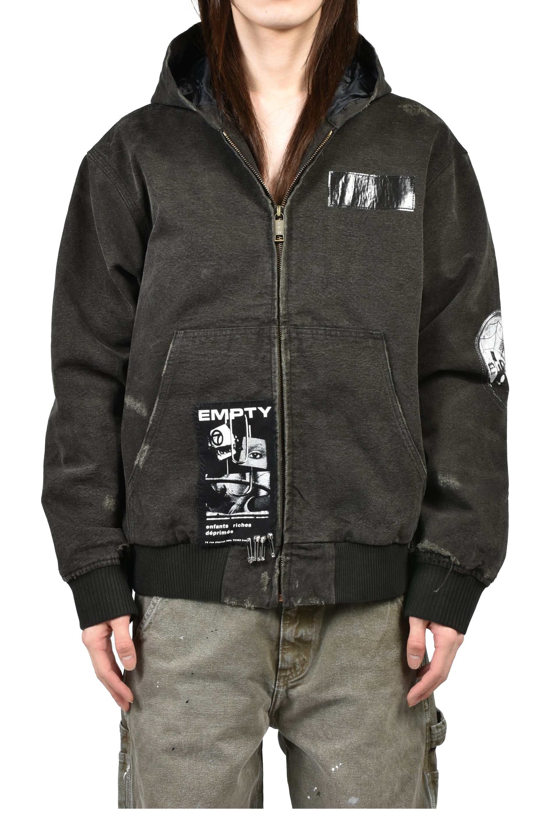 WAR STARTED HOODED WORK JACKET / CRUST BLK