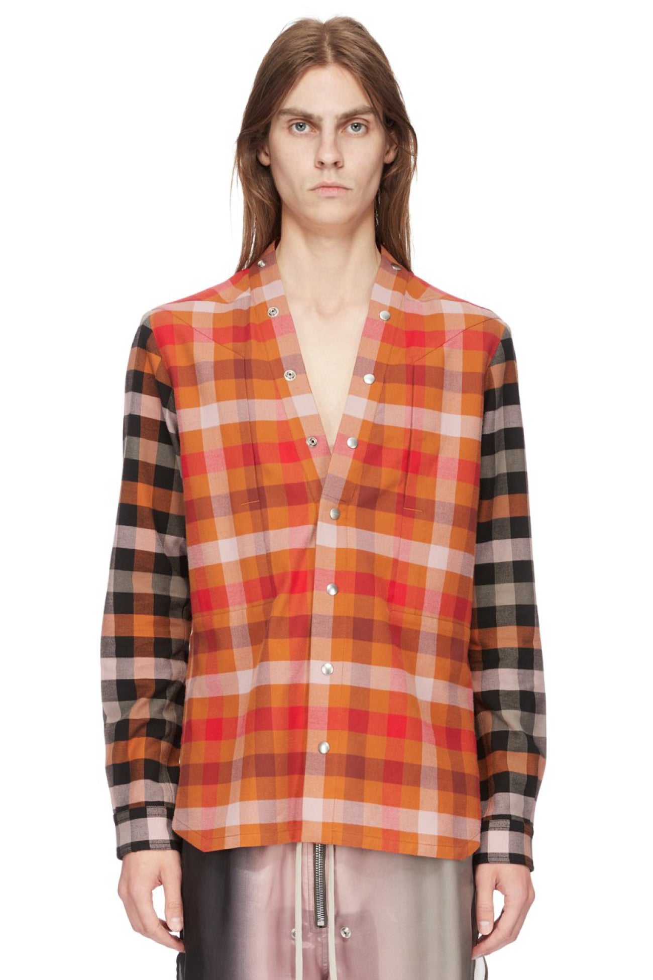 Rick Owens LARRY FOGPOCKET SHIRT / CLAY PLAID BLK PLAID