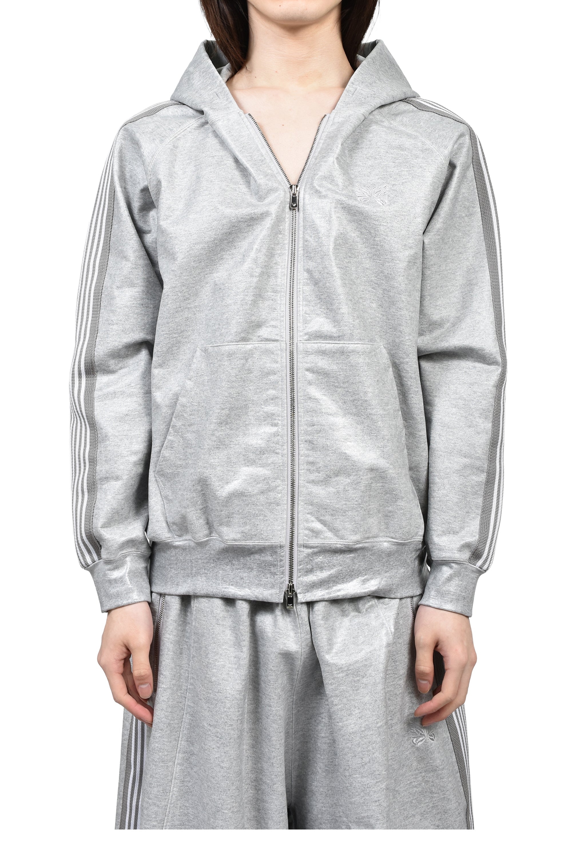 ZIPPED TRACK HOODY - COTTON JERSEY / COATING (EXCLUSIVE) / GRY