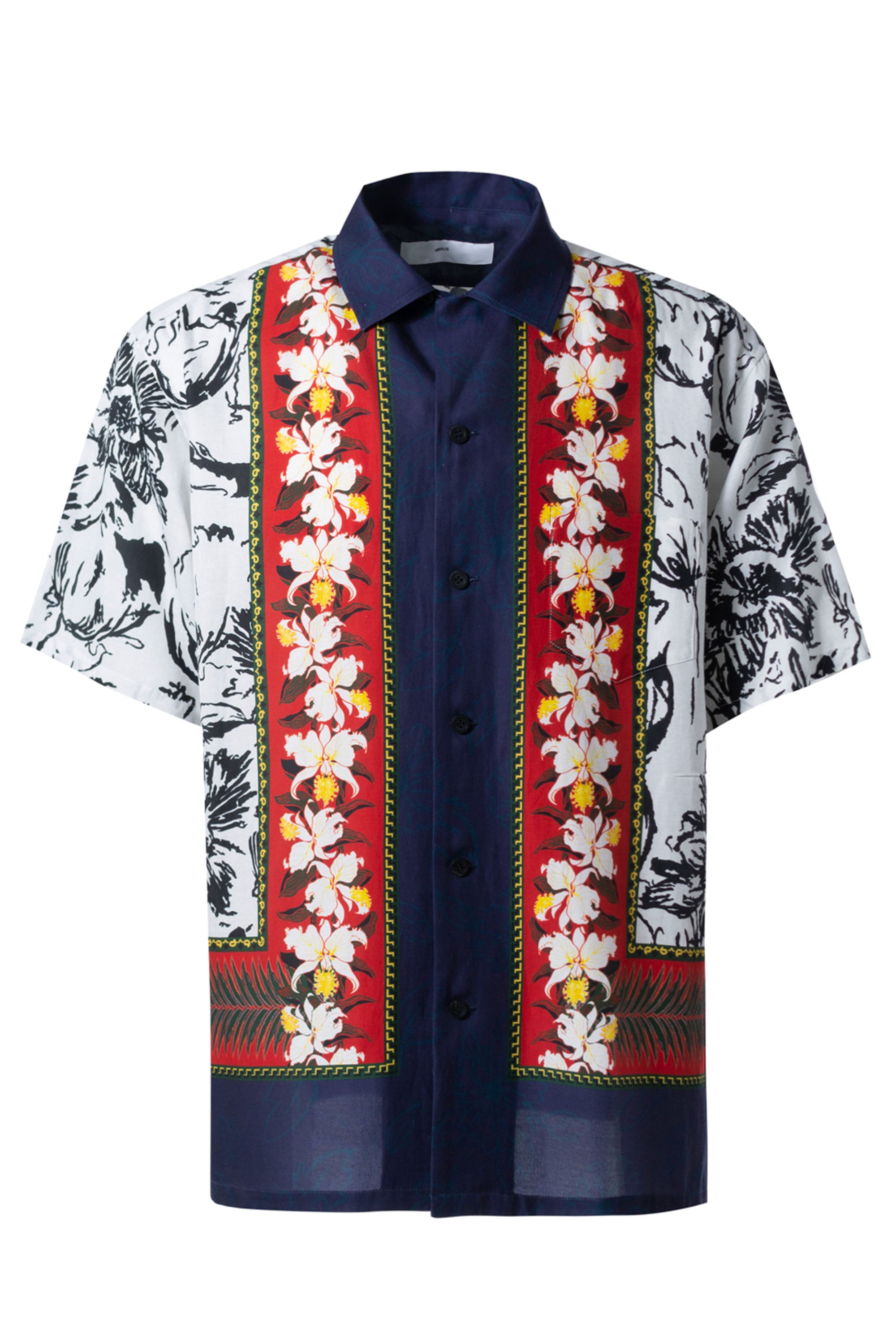 TOGA VIRILIS SS23 CUPRA COTTON TWILL PRINT SHIRT / WHT - NUBIAN