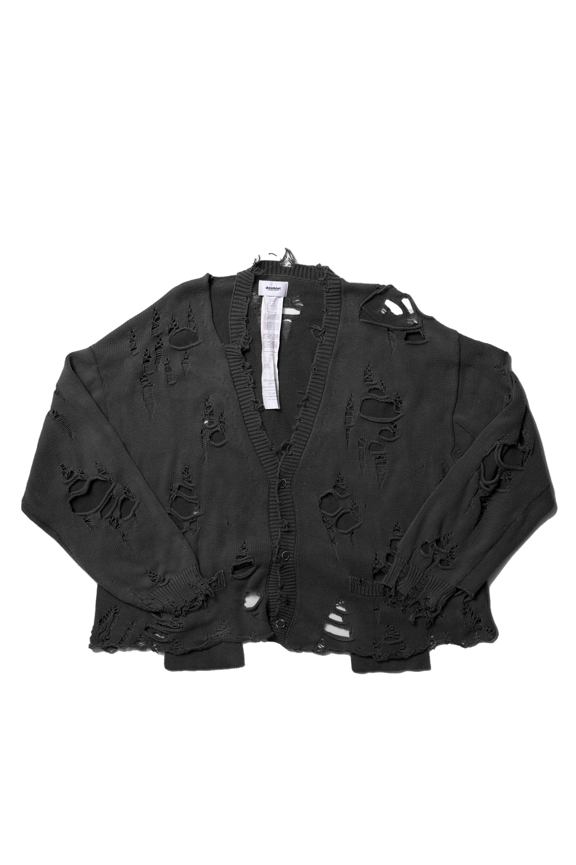 doublet SS23 DESTROYED CARDIGAN / BLK - NUBIAN