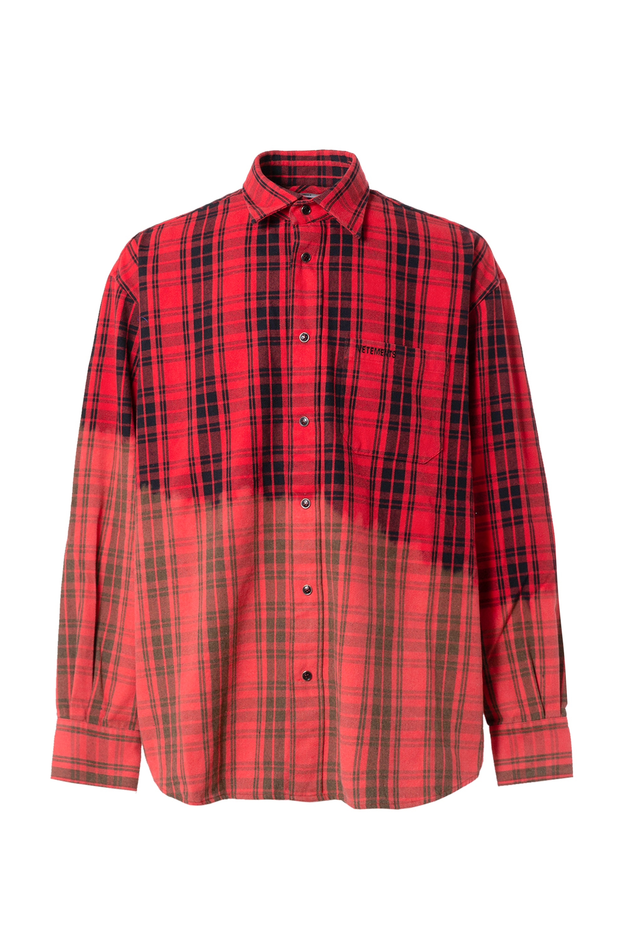 VETEMENTS SS23 BLEACHED FLANNEL SHIRT / RED -NUBIAN