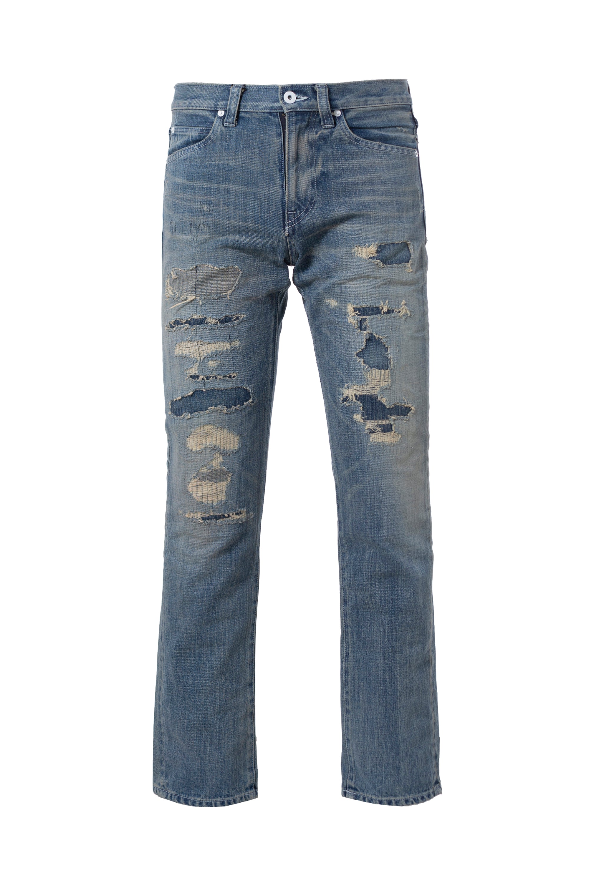 SKINS スキンズ SS23 DAMAGED STRAIGHT DENIM PANTS / INDIGO - NUBIAN