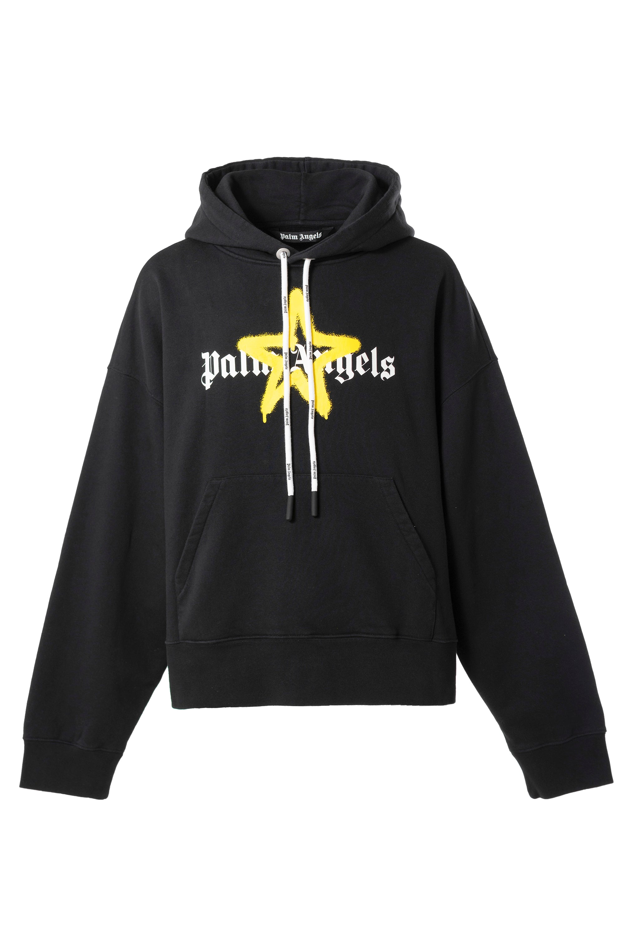 Palm Angels SS23 STAR SPRAYED HOODY / BLK YEL - NUBIAN