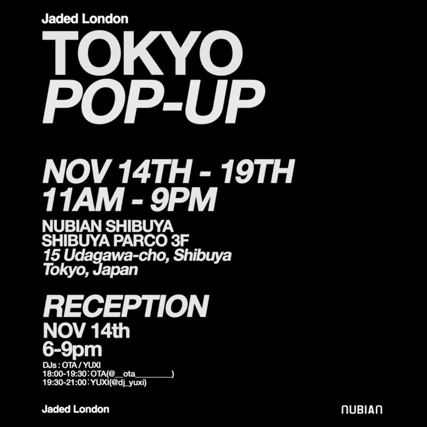 JADED LONDON<br>TOKYO POP-UP
