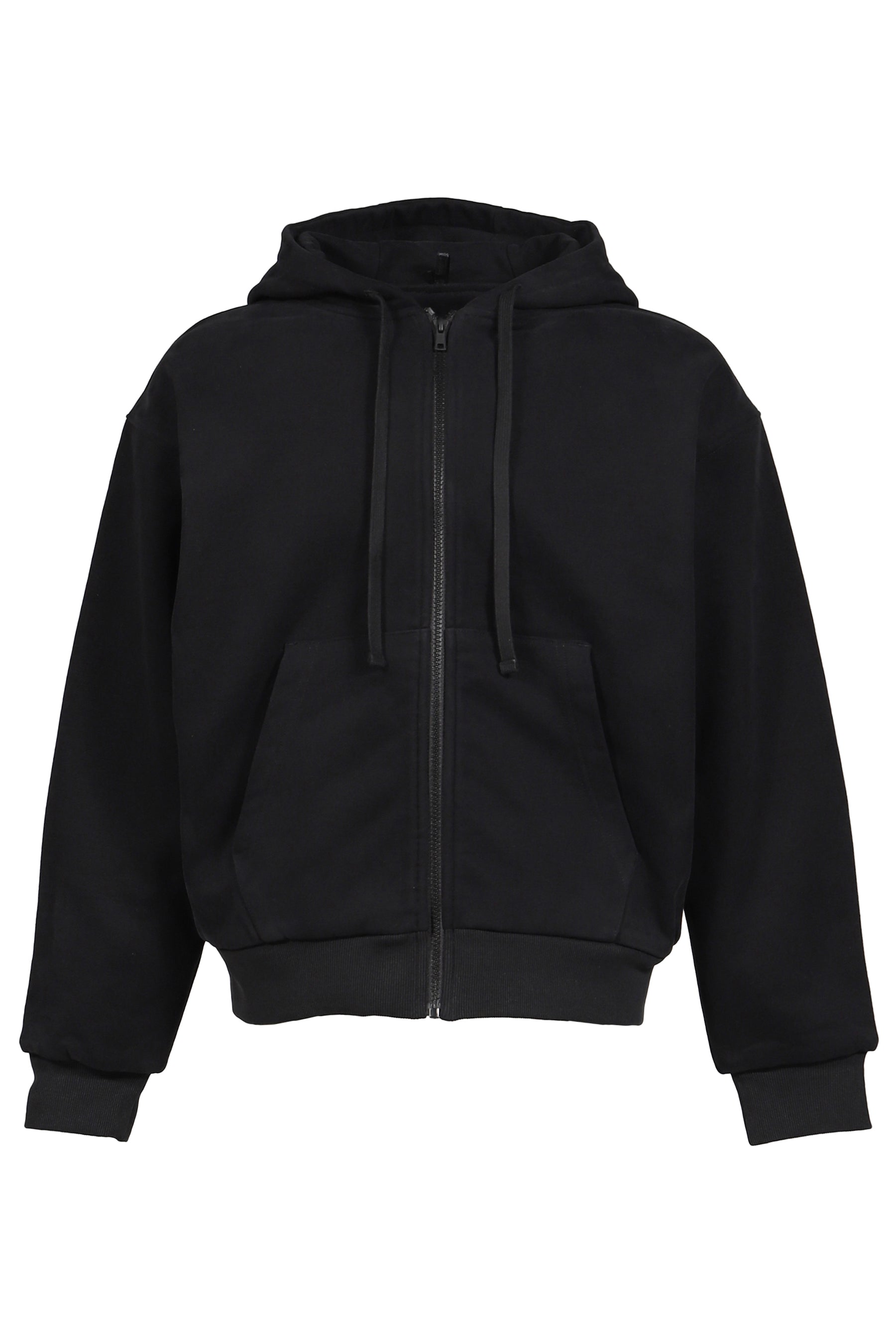 DOUBLE LAYER ZIP UP HOODIE / BLACK