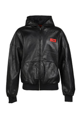 MSKRD LEATHER HOODIE JACKET / BLK