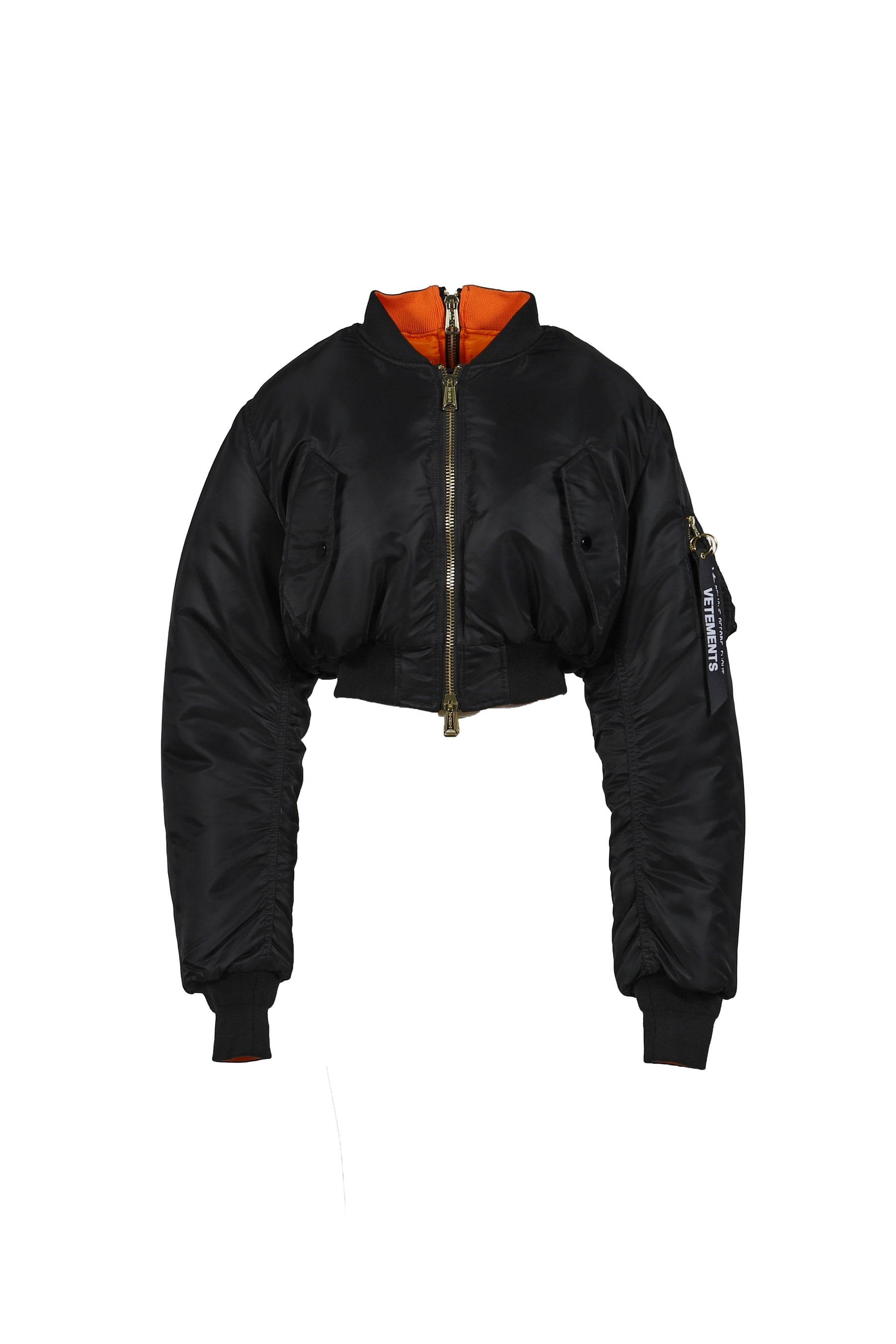 FITTED DOUBLE ZIP BOMBER JACKET / BLK