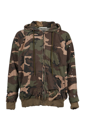 HARD DAMAGED INNER WAFFLE SWEAT PARKA / CAMO