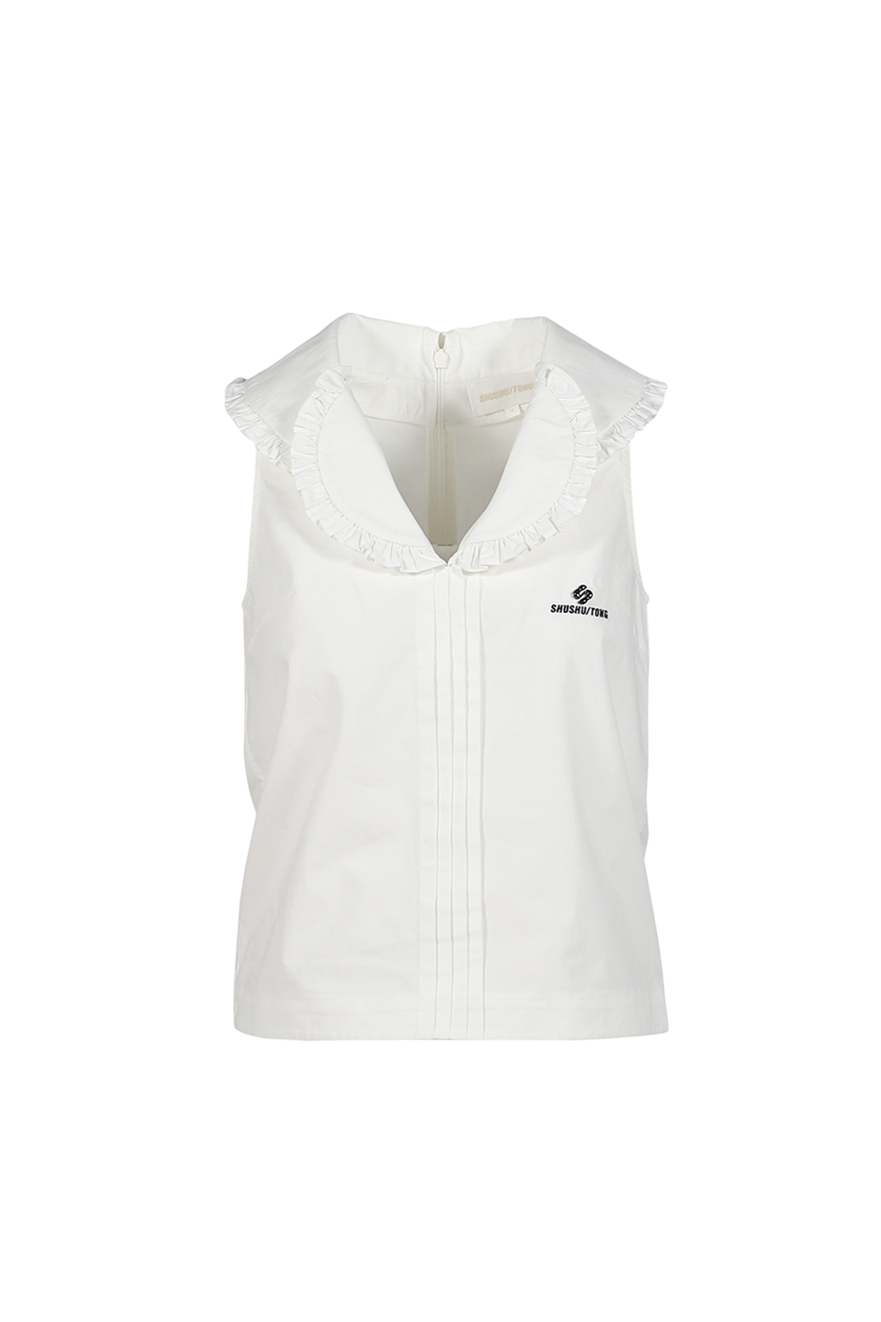 DOUBLE COLLAR SLEEVELESS TOP / WHT