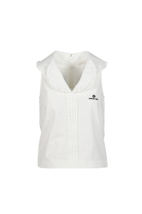 DOUBLE COLLAR SLEEVELESS TOP / WHT