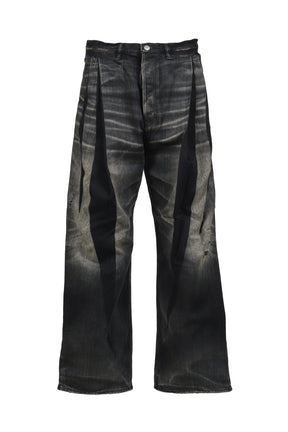 2TUCK WIDE DENIM PANTS -ENTASIS Mk-?- .14 / BLK
