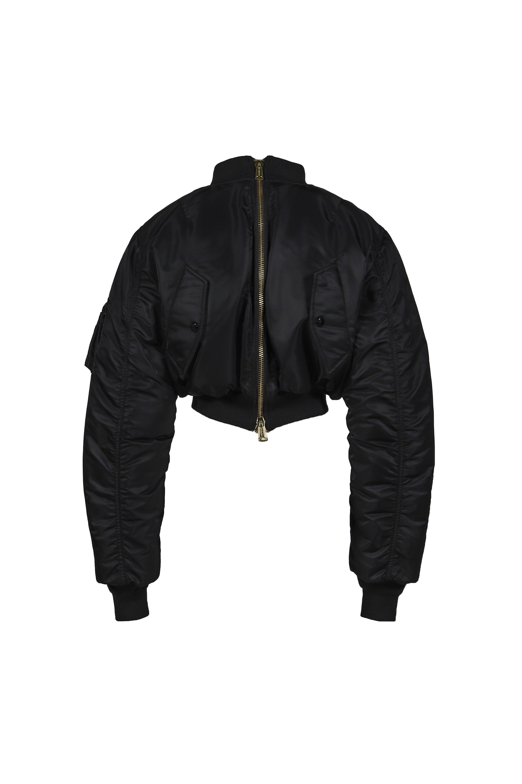 FITTED DOUBLE ZIP BOMBER JACKET / BLK