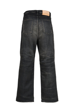 2TUCK WIDE DENIM PANTS -ENTASIS Mk-?- .14 / BLK
