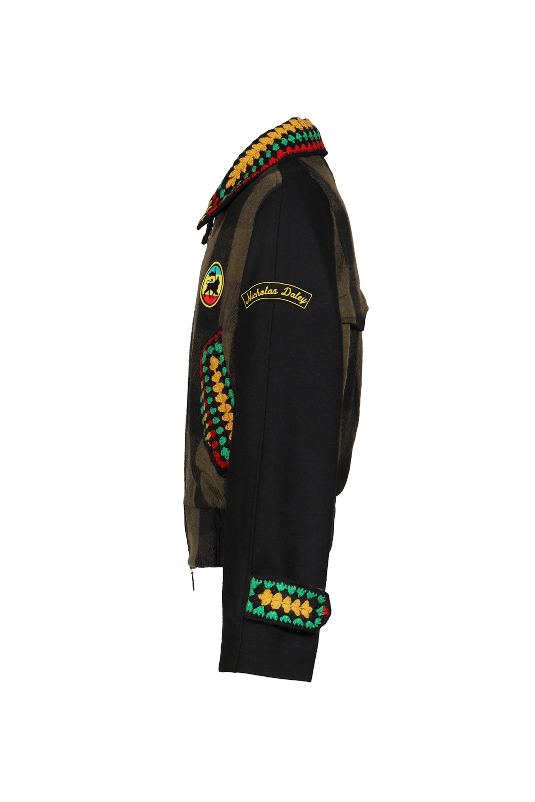 PATCHED REBEL RIOT JACKET / BLK/OLV