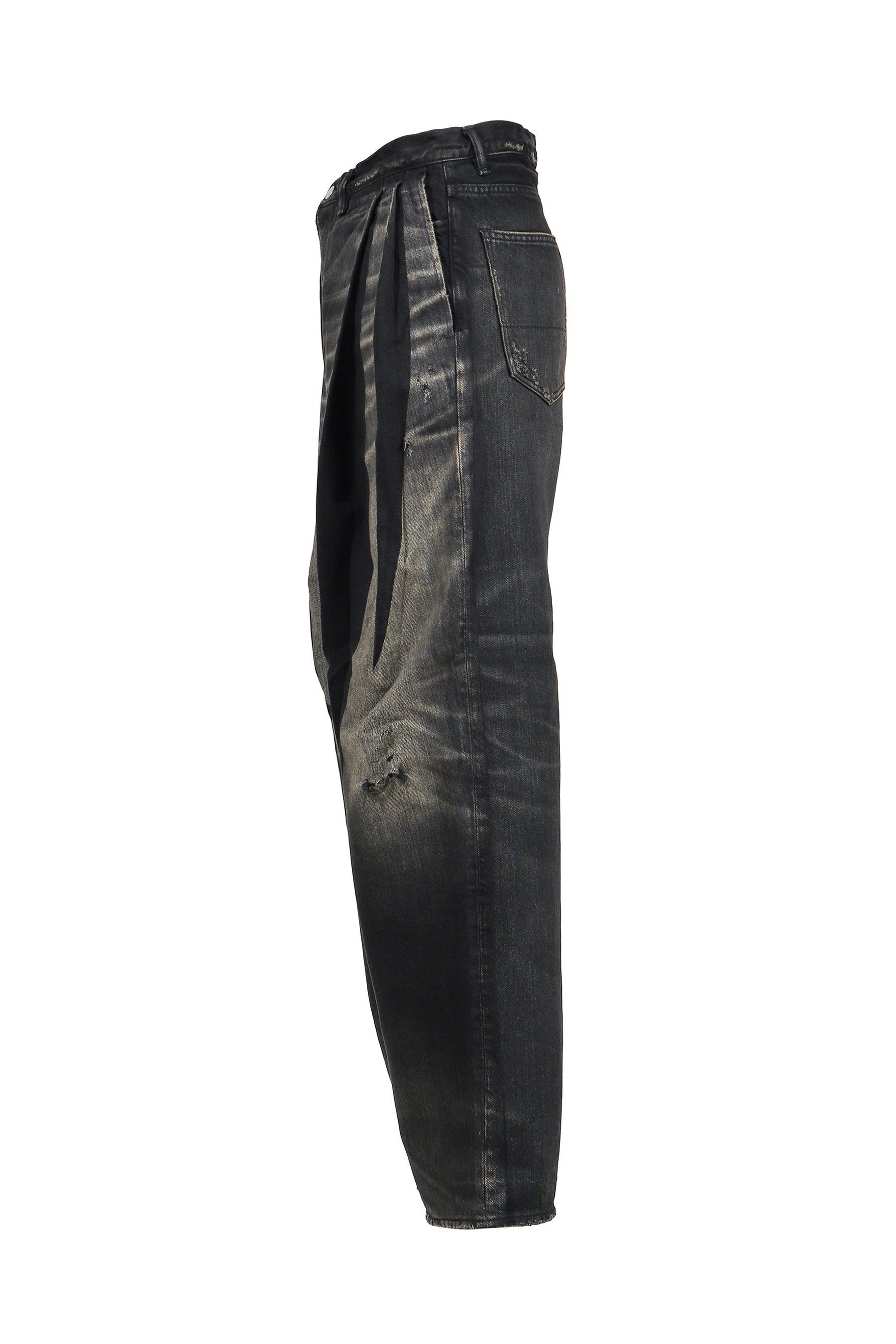2TUCK WIDE DENIM PANTS -ENTASIS Mk-?- .14 / BLK