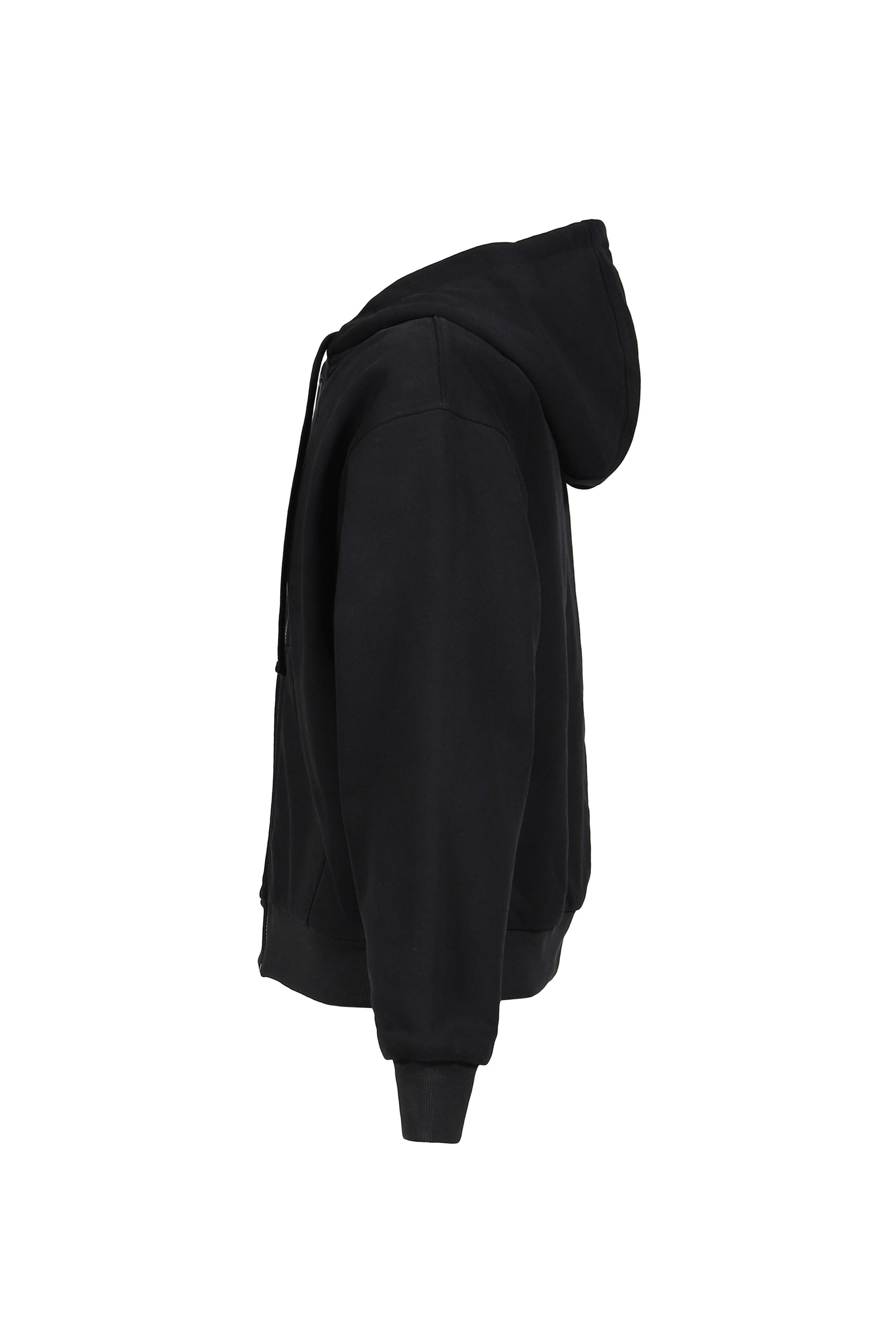 DOUBLE LAYER ZIP UP HOODIE / BLACK