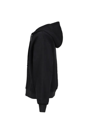 DOUBLE LAYER ZIP UP HOODIE / BLACK