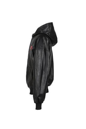 MSKRD LEATHER HOODIE JACKET / BLK