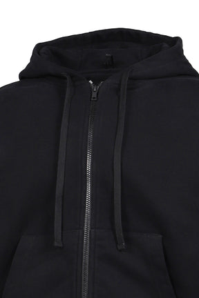 DOUBLE LAYER ZIP UP HOODIE / BLACK