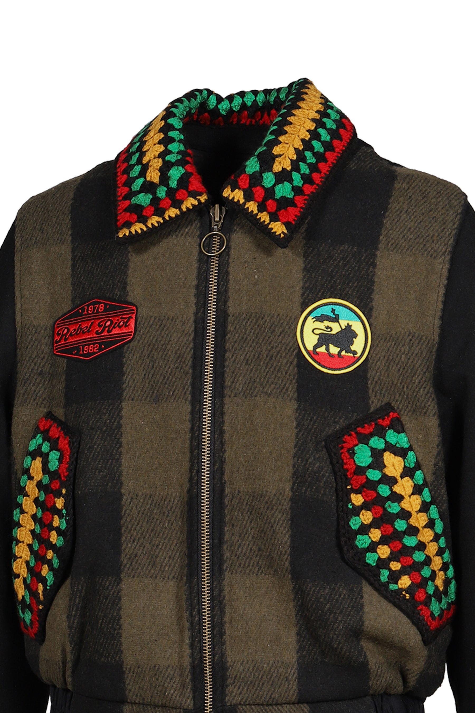 PATCHED REBEL RIOT JACKET / BLK/OLV