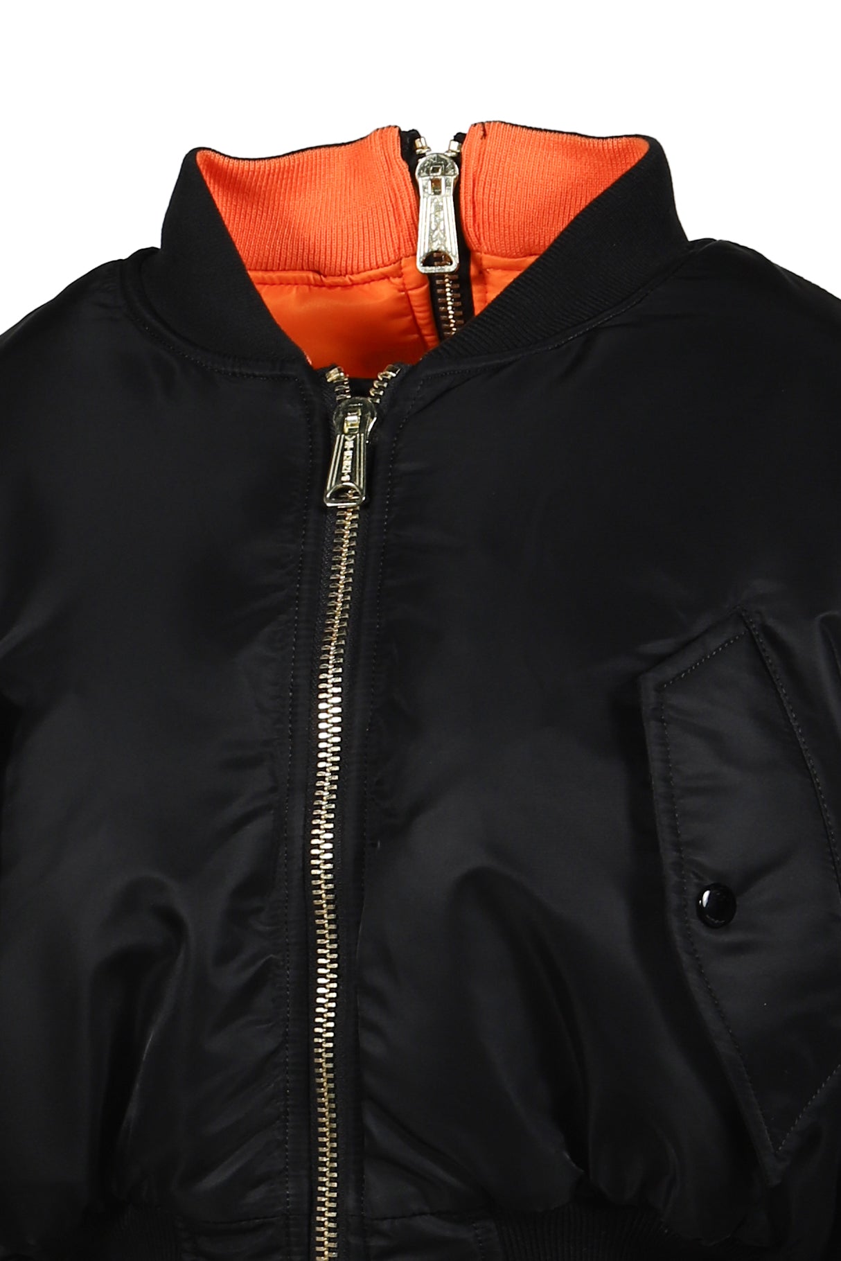 FITTED DOUBLE ZIP BOMBER JACKET / BLK