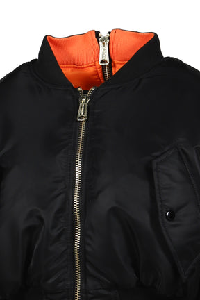 FITTED DOUBLE ZIP BOMBER JACKET / BLK