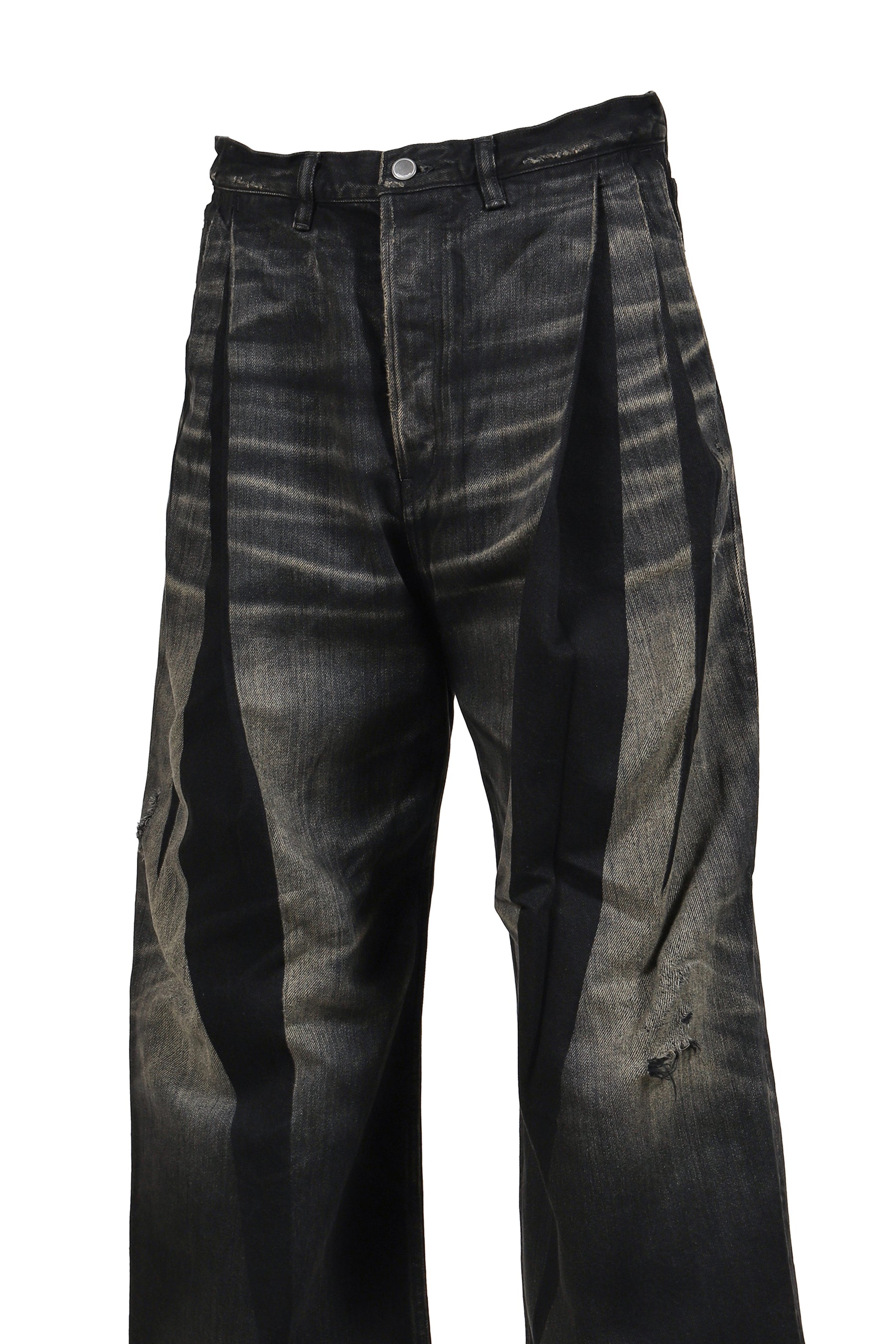 2TUCK WIDE DENIM PANTS -ENTASIS Mk-?- .14 / BLK