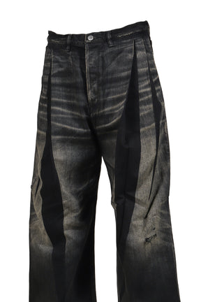 2TUCK WIDE DENIM PANTS -ENTASIS Mk-?- .14 / BLK