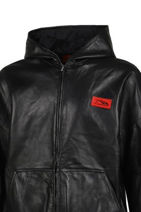 MSKRD LEATHER HOODIE JACKET / BLK