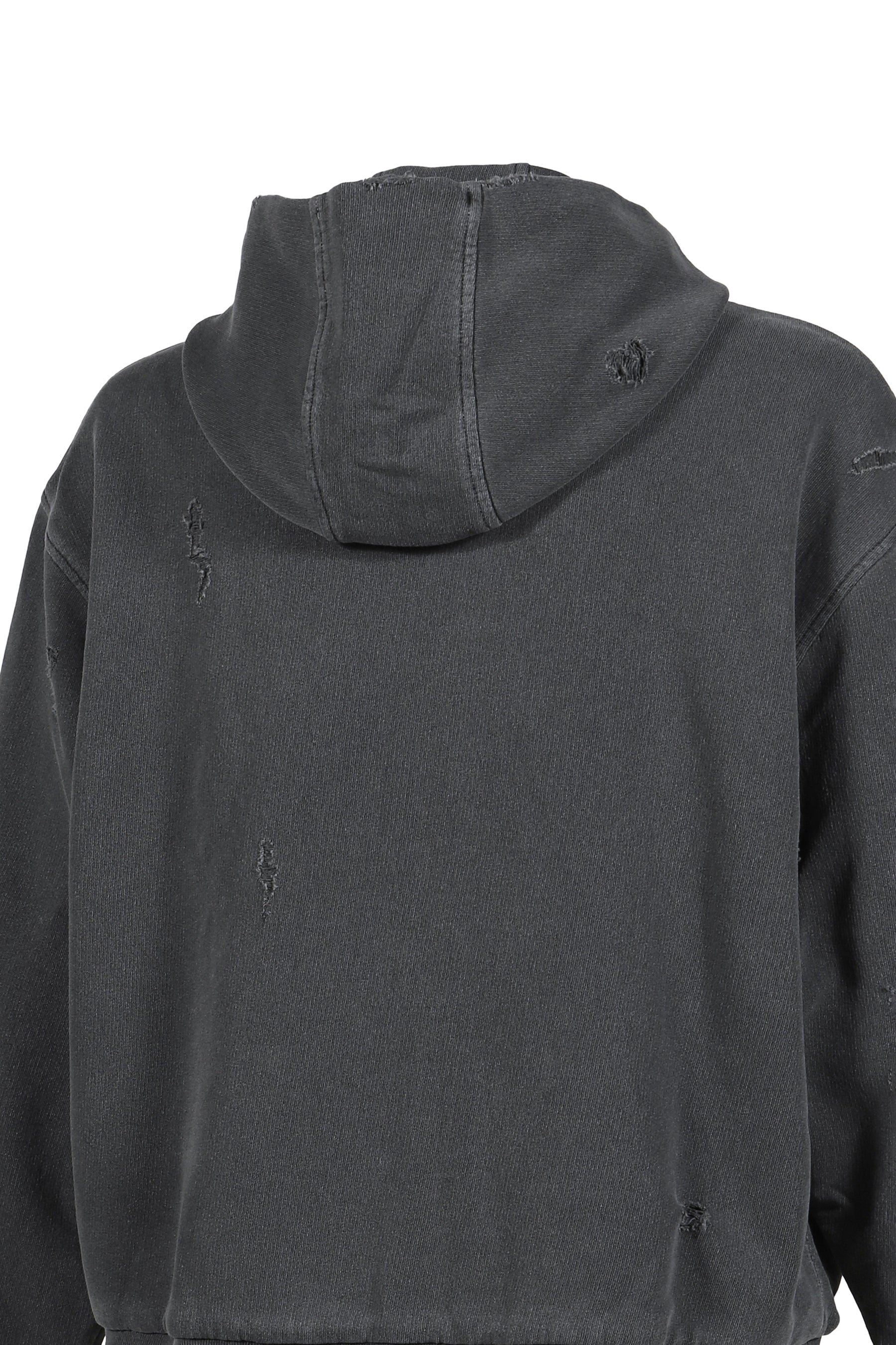 RIPPED ZIP HOODIE / STONE GRY