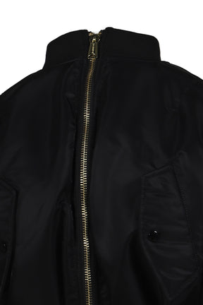 FITTED DOUBLE ZIP BOMBER JACKET / BLK