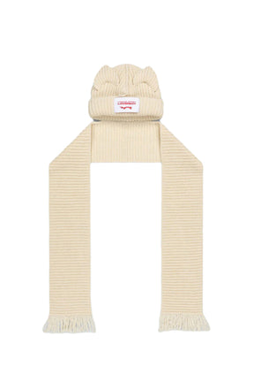 CHUNKY EARS BEANIE SCARF / ECRU