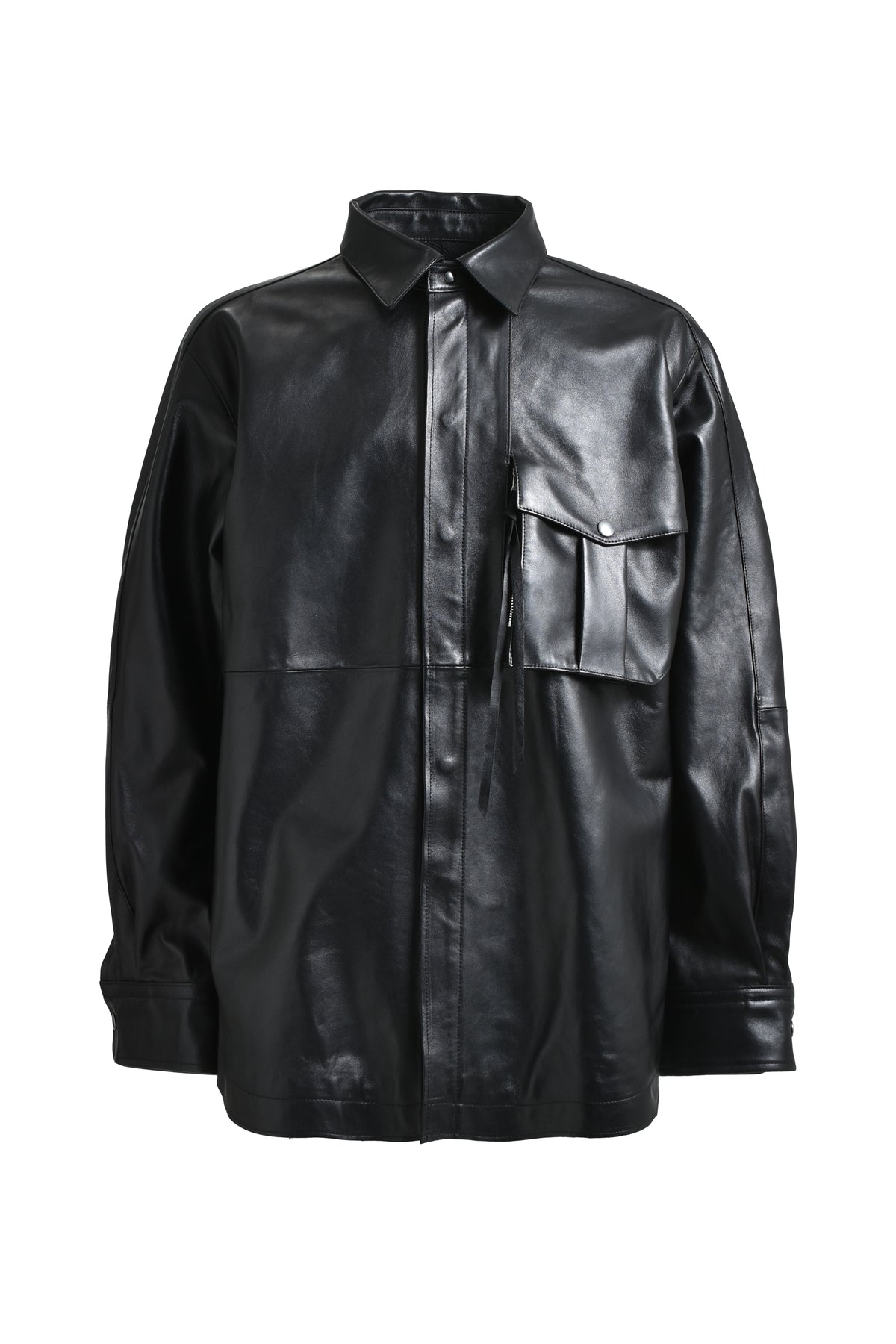 LEATHER OFFICER SHIRT / BLK