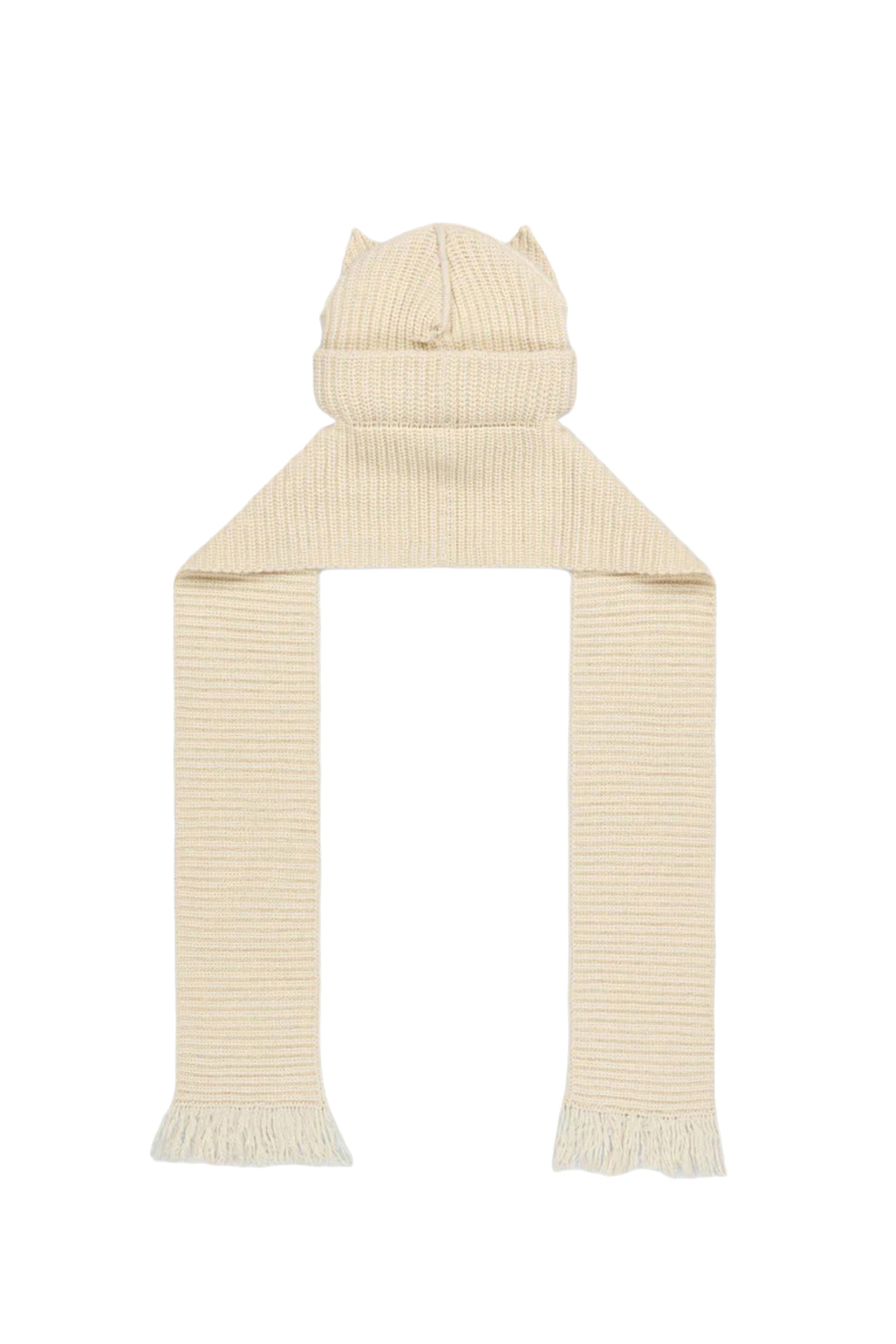 CHUNKY EARS BEANIE SCARF / ECRU