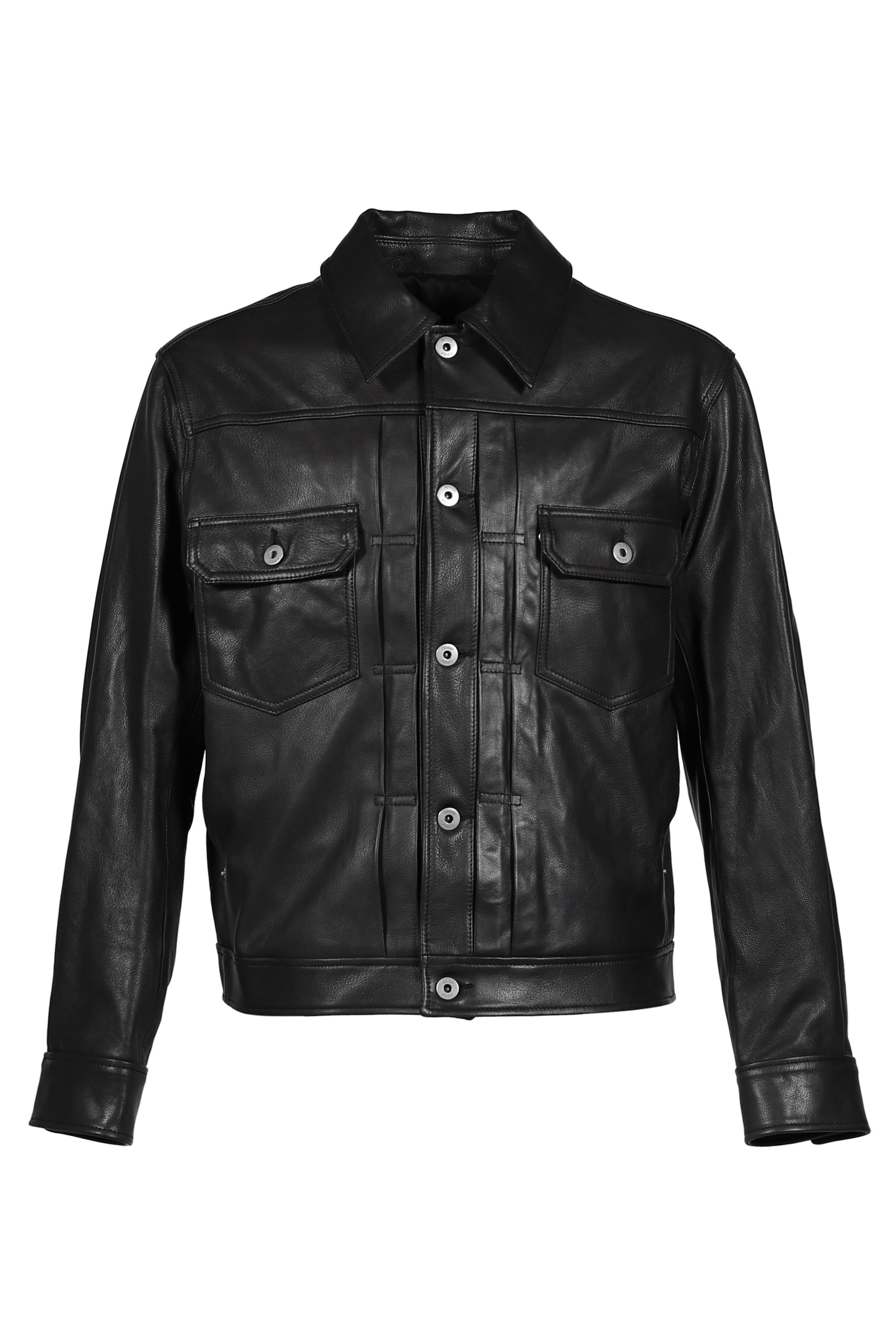 GOAT SKIN POCKET TRUCKER JACKET / BLK
