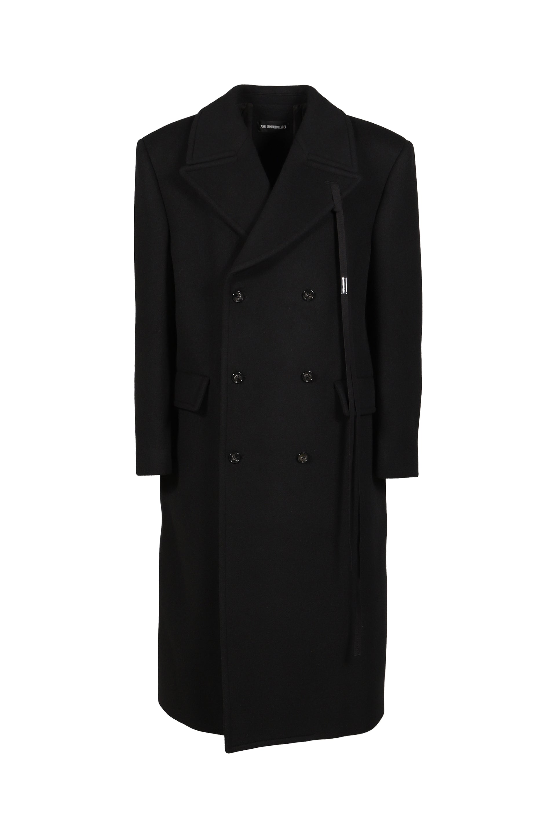 JAKE HIGH COMFORT PICK LAPEL DOUBLE BREASTED COAT / BLK